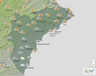 Predicción AEMET para el sábado a las 15.00 h