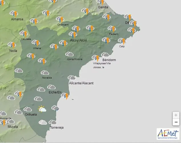 Imagen: Predicción AEMET para el sábado a las 15.00 h