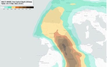 Previsión de partículas de polvo sahariano, martes 15 de marzo 21.00 h – AEMET