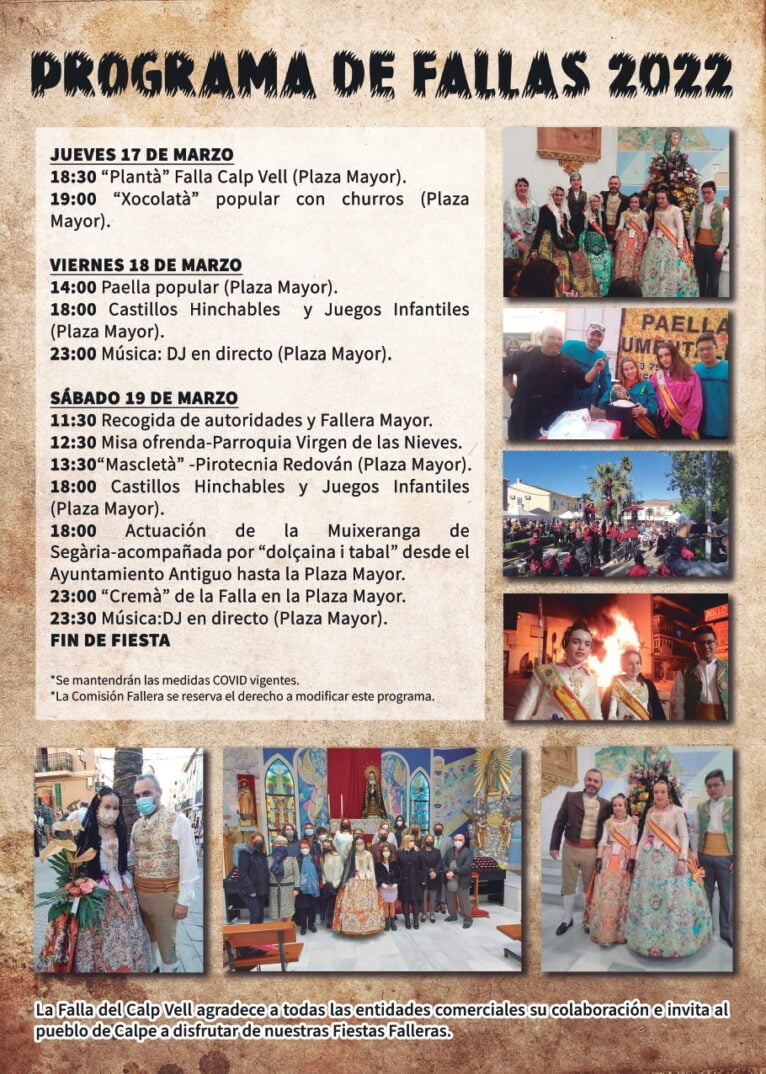 Programa Fallas Calp 2022