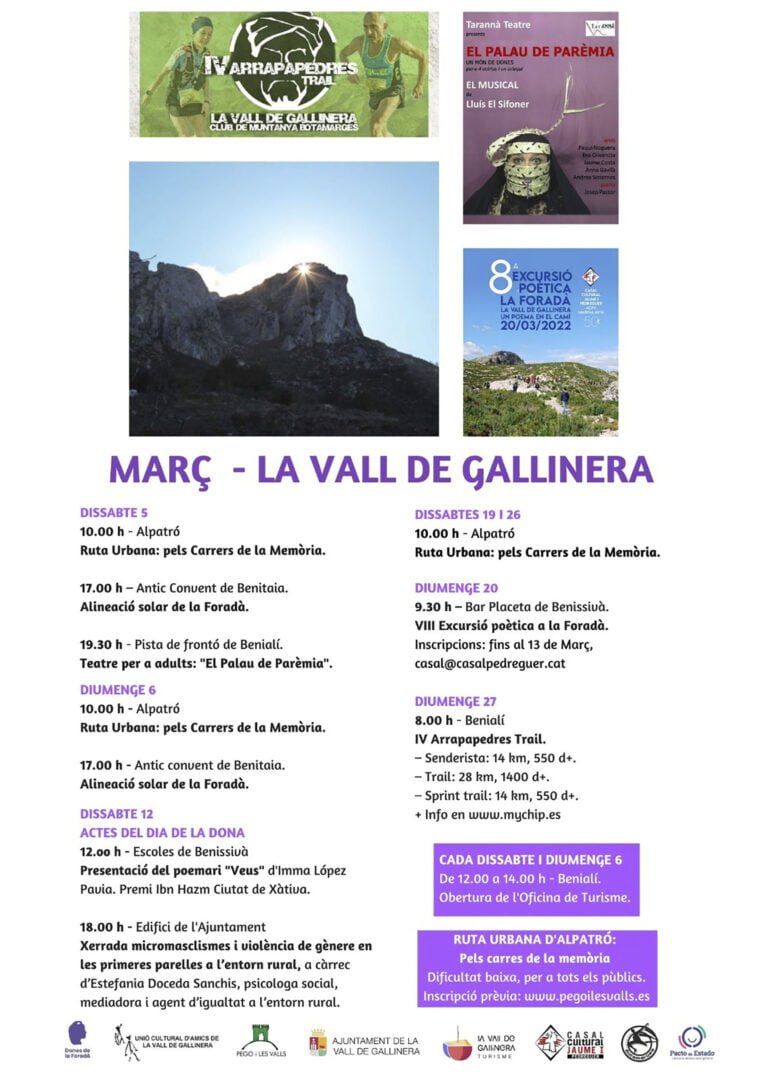 Programación completa de marzo en la Vall de Gallinera