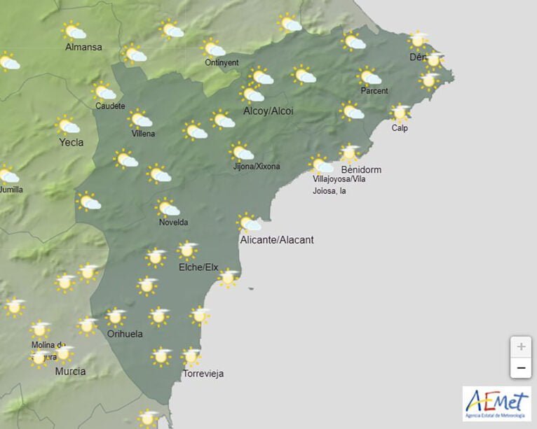 Mapa del tiempo el lunes 18 de abril