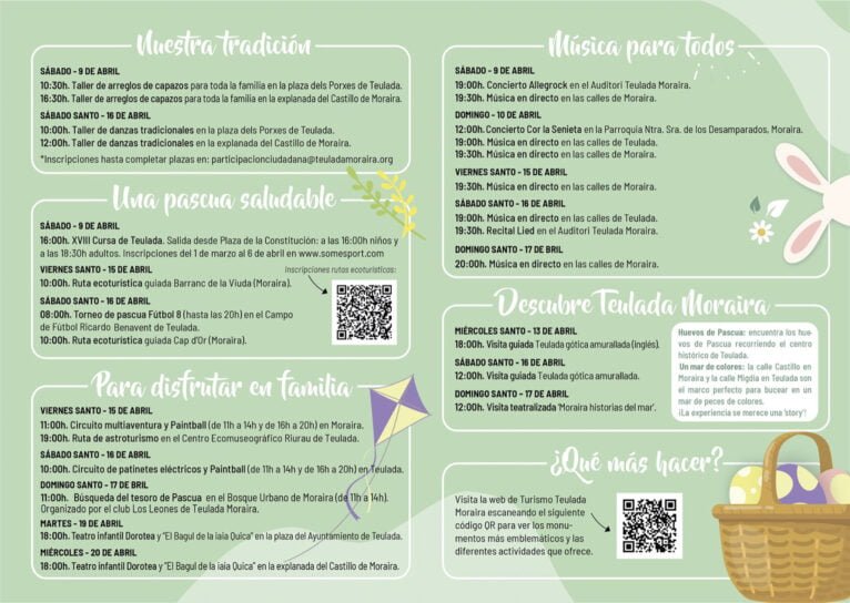 Programación completa de Pascua en Teulada-Moraira