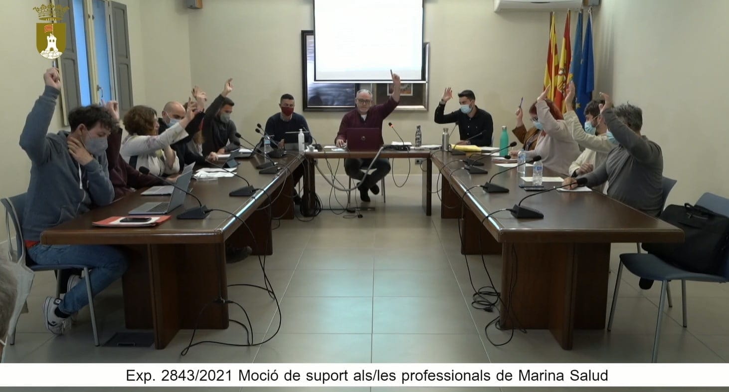 unanimidad en la votacion de pedreguer de apoyo a los trabajadores del departamento de salud