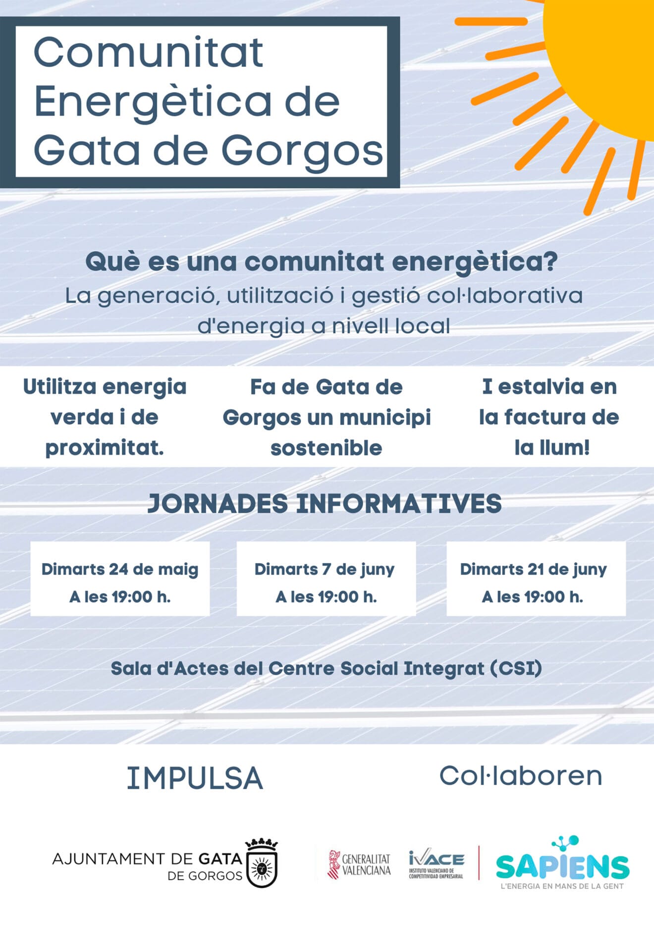 Cartel informativo de la Comunidad Energética Local de Gata de Gorgos