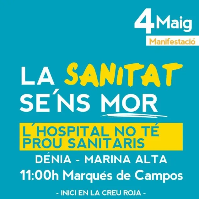 'Más sanitarios', la protesta de la Salud Pública de la Marina Alta para la manifestación del día 4 1 Imagen: Manifestación por la Salut Pública