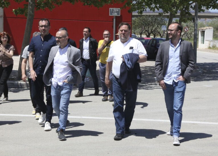 Oriol Junqueras en su visita a Pedreguer junto a Josep Barberà