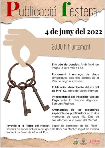 Cartel de la celebración de la Publicación Festera en Pego