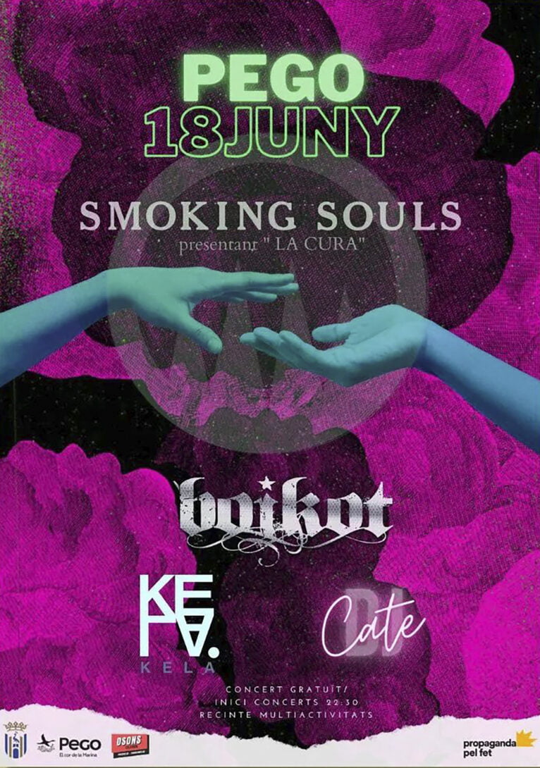 Cartell del concert de Smoking Souls, Kela, Boikot i Dj Cate a Pego