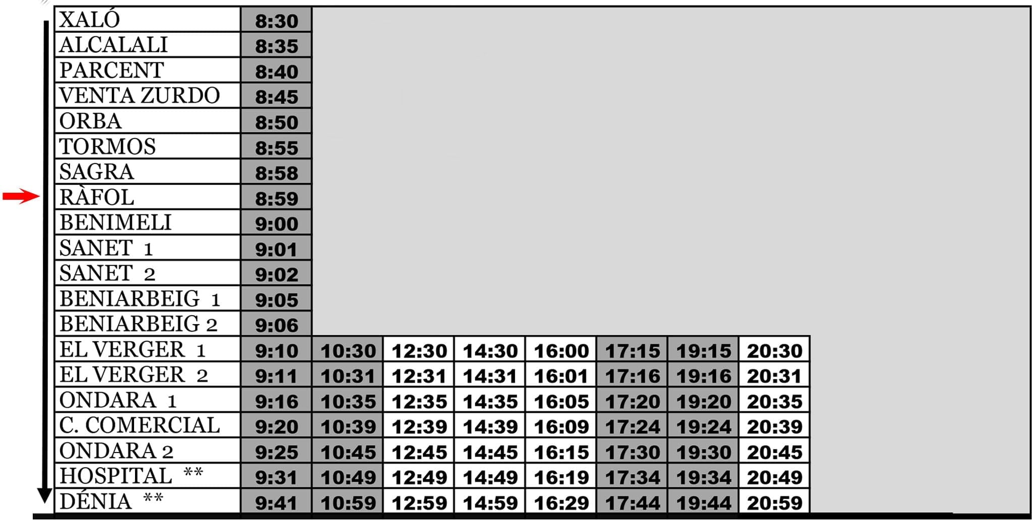 Bus Schedule From R fol To D nia On Saturday LaMarinaAlta Bus Schedule From R fol To D nia On Saturday LaMarinaAlta