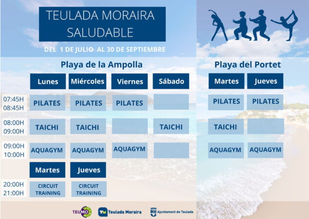 Imagen: Horarios de las actividades deportivas de verano en las playas de Teulada-Moraira