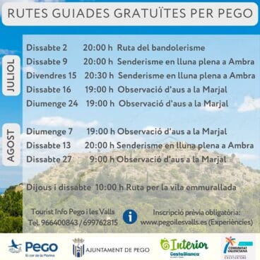 Rutas pegolinas en julio y agosto