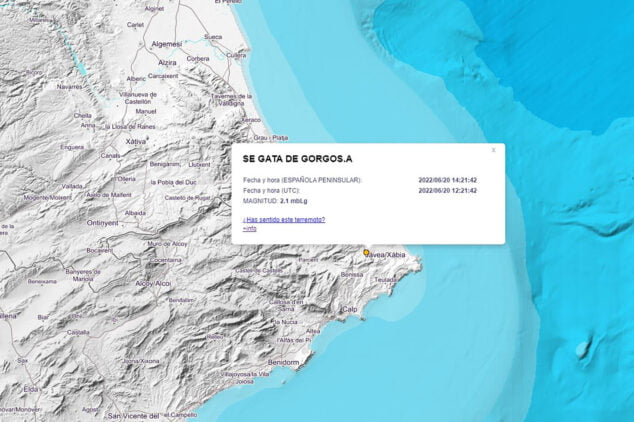 Imagen: Terremoto registrado en el visualizador del Instituto Geográfico Nacional