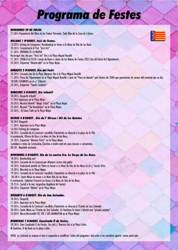 Actos en las fiestas patronales de Calp (Valencià)