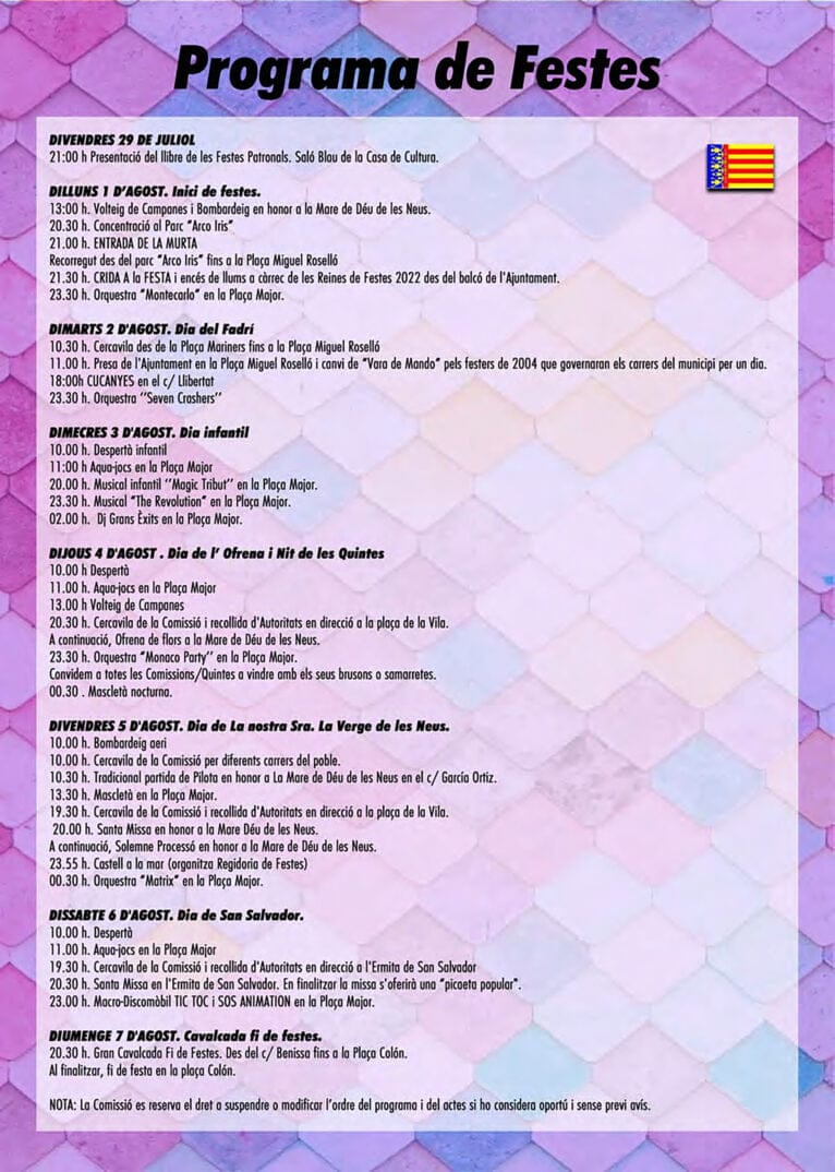 Actos en las fiestas patronales de Calp (Valencià)