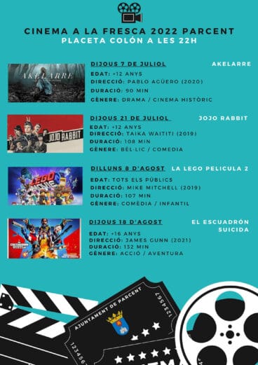 Cartel de Cinema a la fresca de Parcent de este año