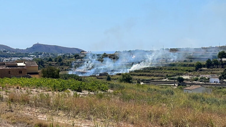 Bancales afectados por el incendio en Teulada