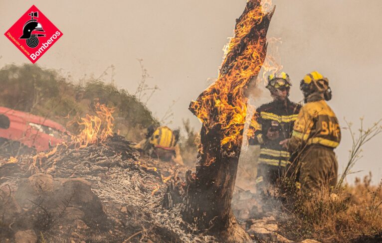 Bomberos trabaja en el control y extinción del incendio de la Vall d'Ebo (9)