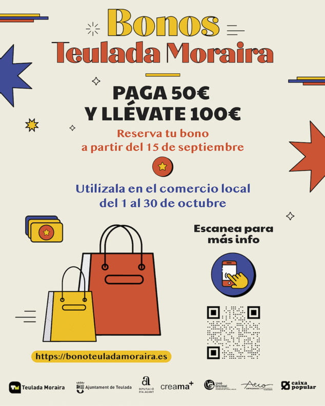 Imagen: Cartel bonos consumo de Teulada-Moraira (versión en castellano)