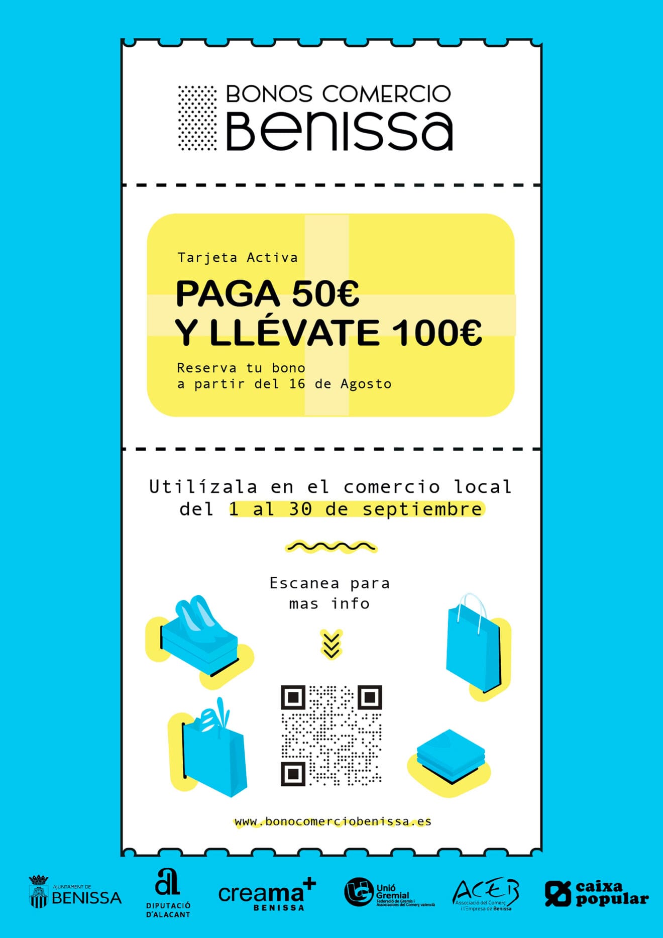 Cartel de los bonos comercio en Benissa