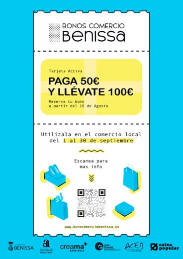 Cartel de los bonos comercio en Benissa