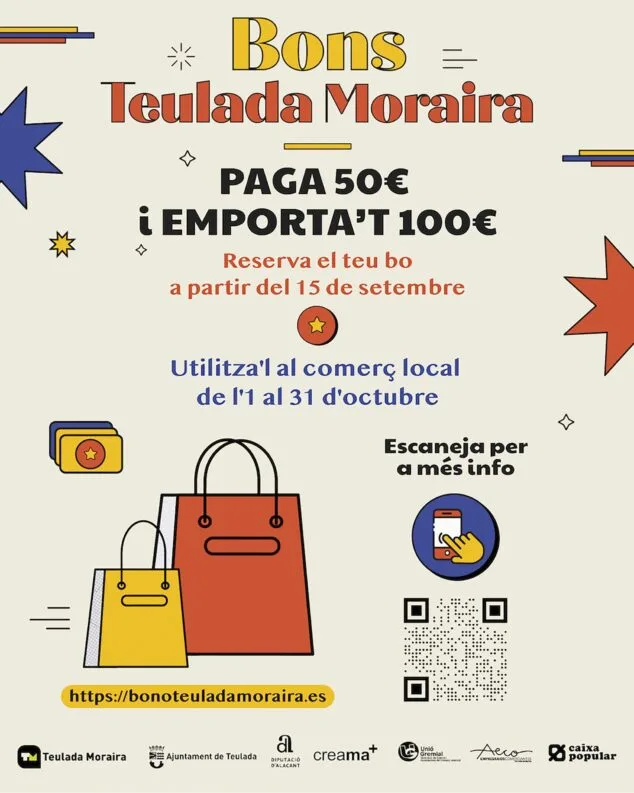 Imagen: Cartel de los bonos consumo de Teulada-Moraira (versión en valenciano)