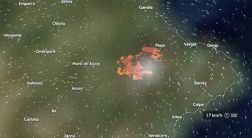 el incendio visto desde el espacio