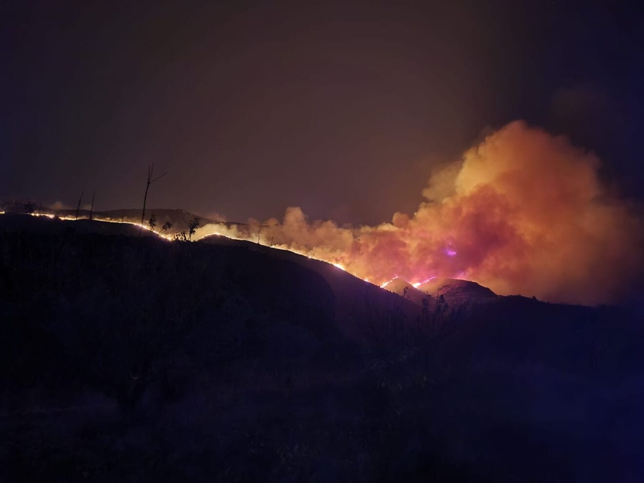 Evolución del incendio en la Vall d'Ebo