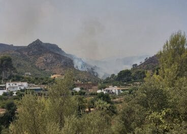 Incendio activo desde la urbanización del Calvari de Pego