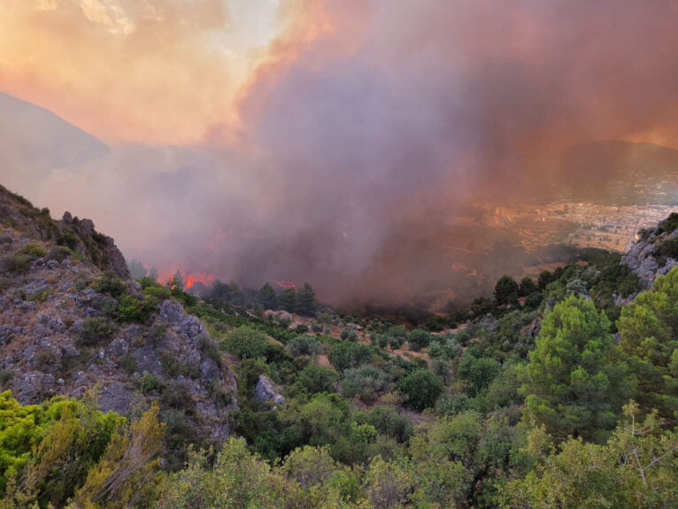 Incendio desde Pego hacia Ebo en la tarde del martes 02