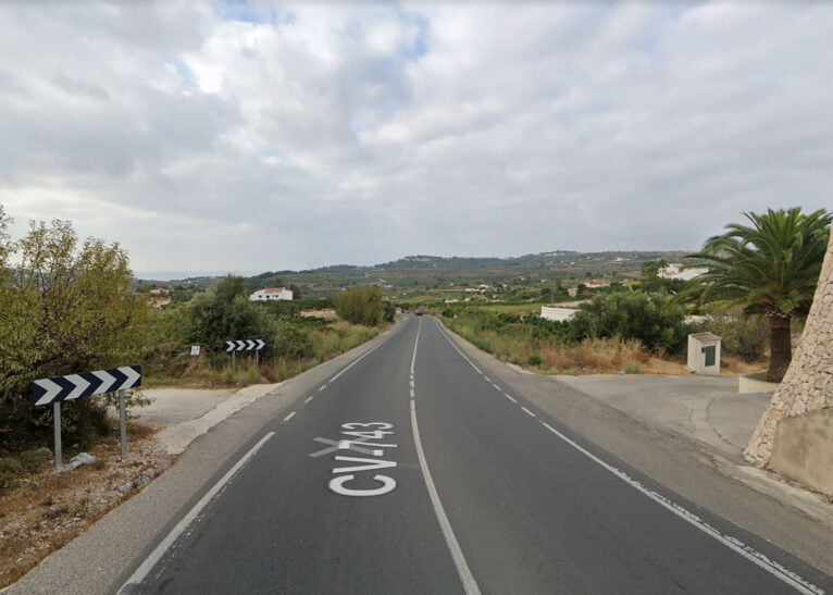 Inicio de la CV-743 entre Teulada y Moraira