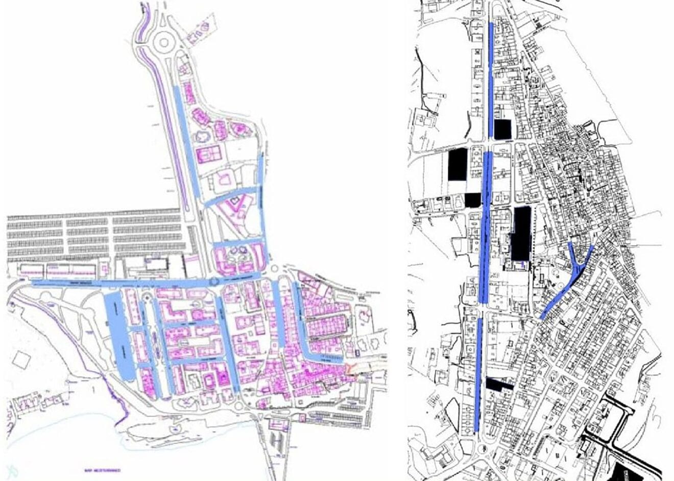 Mapas de la zona azul, a la izquierda Moraira y a la derecha Teulada