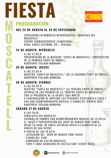 Primera parte del programa de la Festa del Moscatell de Teulada-Moraira 2022 (Castellano)