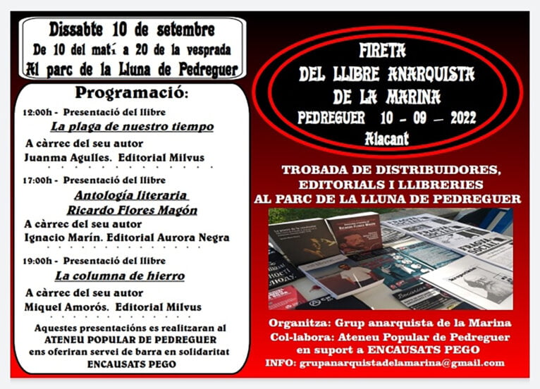 Programación de la Fireta del Llibre Anarquista de La Marina