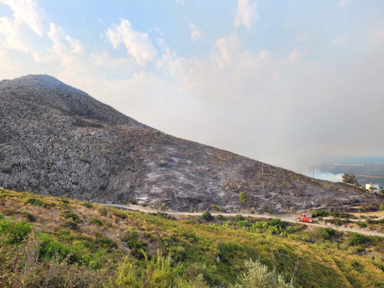 Terreno calcinado de Pego a Vall d'Ebo martes 16 de agosto 21