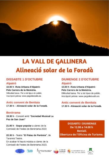 Actividades en La Vall de Gallinera durante l’Alineació Solar de la Foradà en octubre de 2022