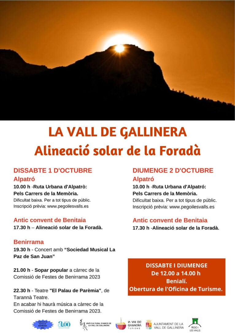 Actividades en La Vall de Gallinera durante l'Alineació Solar de la Foradà en octubre de 2022