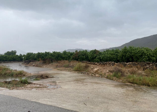 Imagen: Acumulación de lluvia en el término de Pego - Ajuntament de Pego