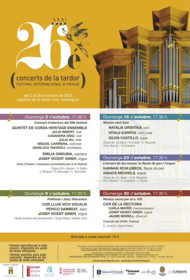 Imagen: Cartel del Festival Internacional de Órgano de Pedreguer