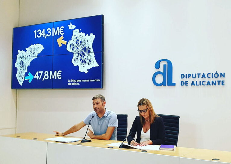 Gerard Fullana, deputado provincial em Alicante, e Maria Josep Amigó, vice-presidente do Conselho Provincial de Valência