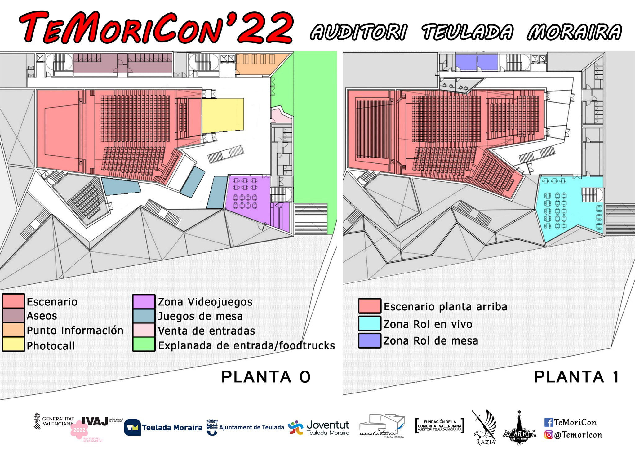 Plano de ubicación del TeMoriCon en la planta 0 del Auditori de Teulada-Moraira