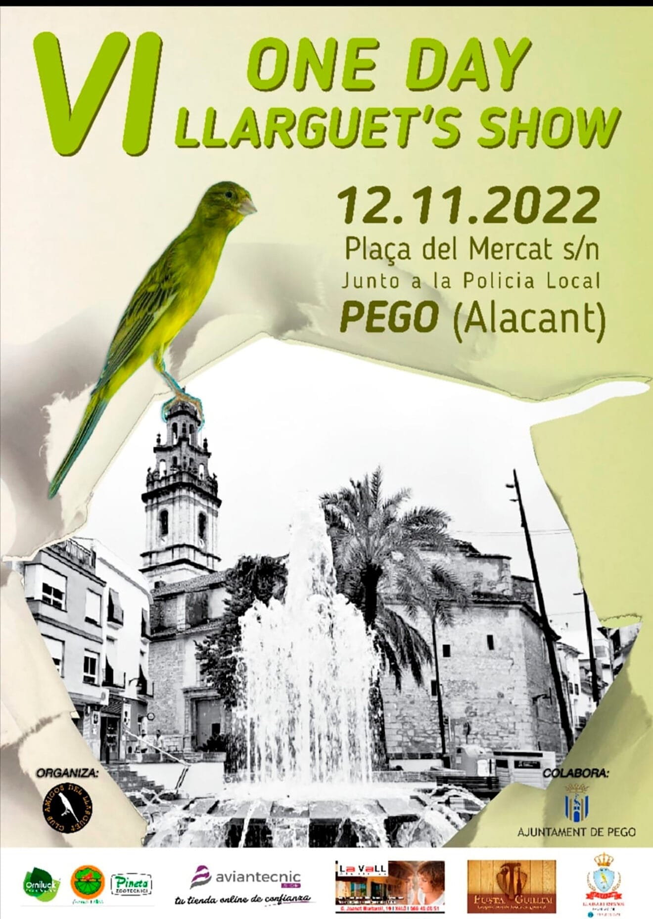 Cartel de la competición de canarios 'Llarguet' en Pego