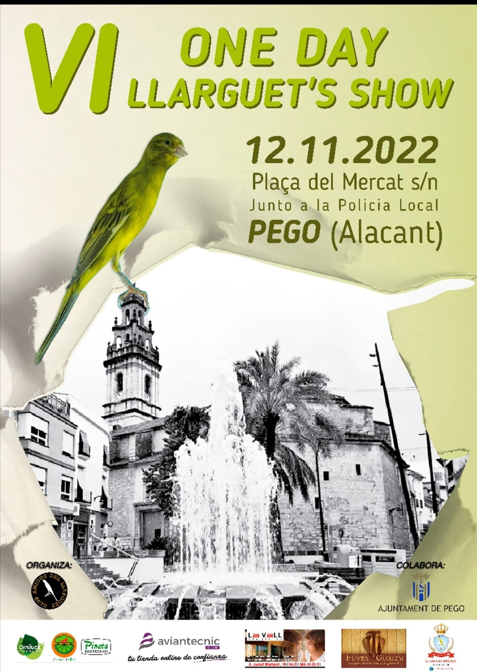 Cartel de la competición de canarios ‘Llarguet’ en Pego
