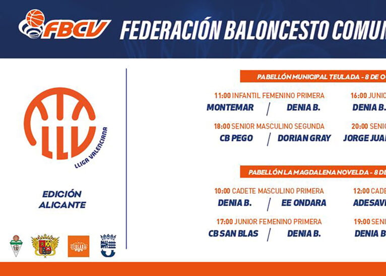 Poster per la finale della Lega di pallacanestro valenciana 2022 a Teulada-Moraira e Novelda