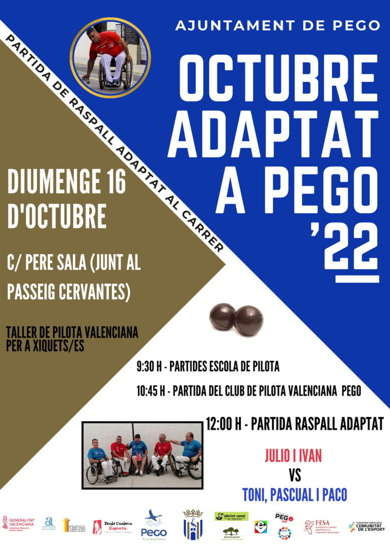 Poster per domenica 16 ottobre Adaptat a Pego 2022