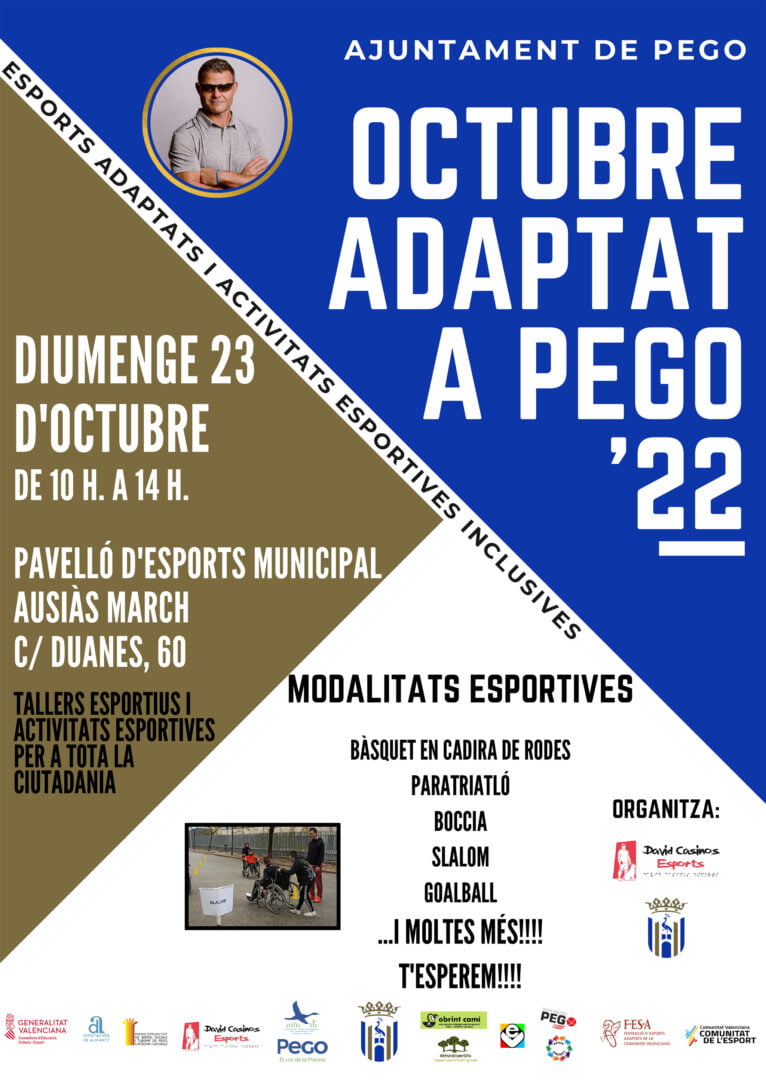 Poster per domenica 23 ottobre Adaptat a Pego 2022