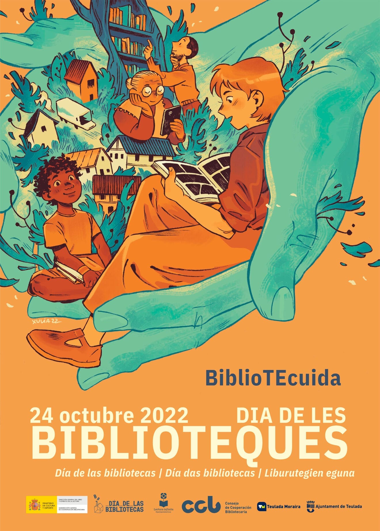 Cartel para el Día Internacional de las Bibliotecas en Teulada-Moraira