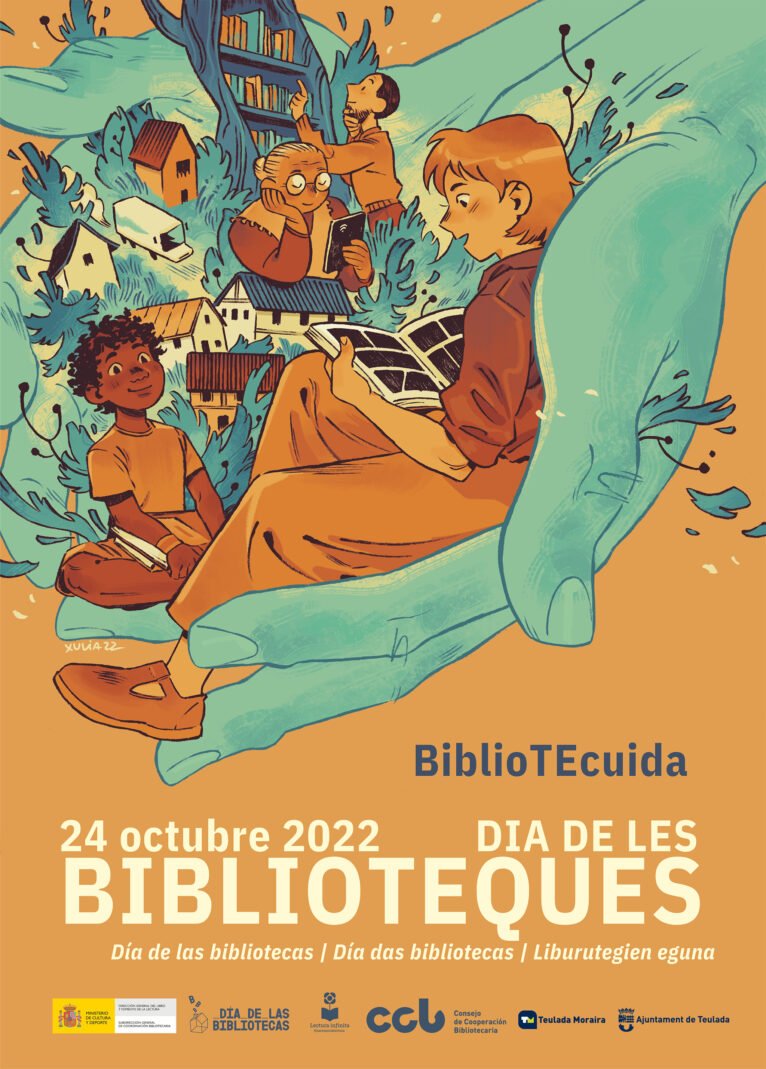 Cartel para el Día Internacional de las Bibliotecas en Teulada-Moraira