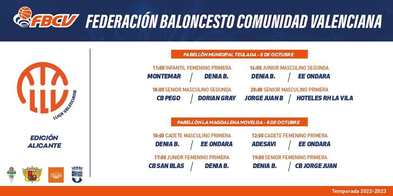 Partidos de la Final de la Liga Valenciana de Baloncesto 2022 en Teulada-Moraira y Novelda