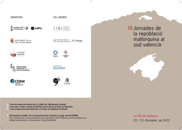 Imagen: Portada del programa de III Jornades de Repoblació Mallorquina al Sud Valencià